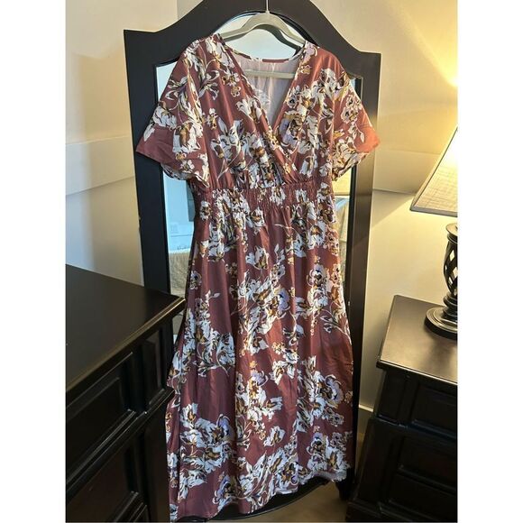 NEW Plus Size Dress Floral Shirred Square Neck Maxi 2X - Picture 5 of 5